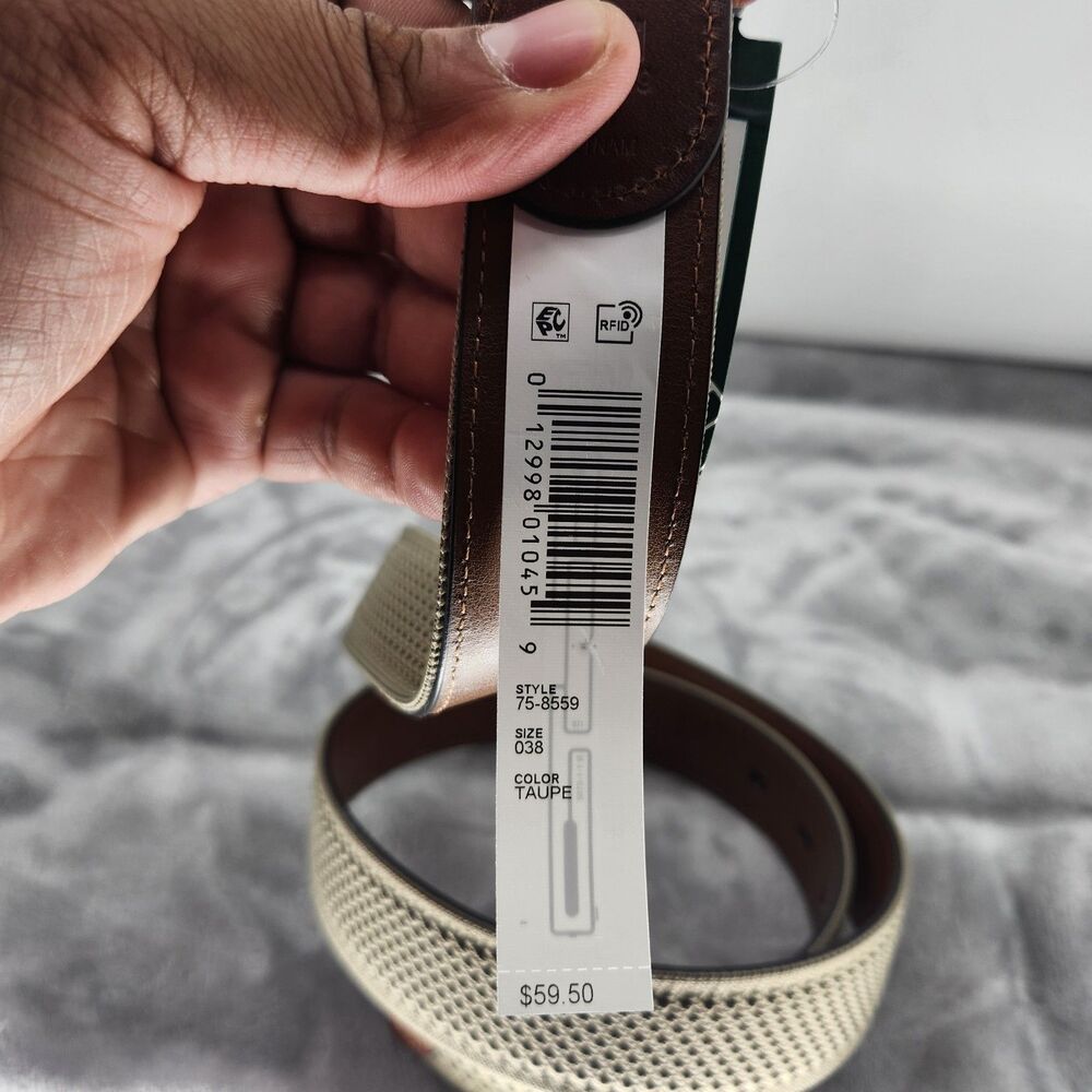 Johnston & Murphy J&M Beige Size 38 Amherst Engineered Knit Belt NWT $59.50 - Picture 4 of 5